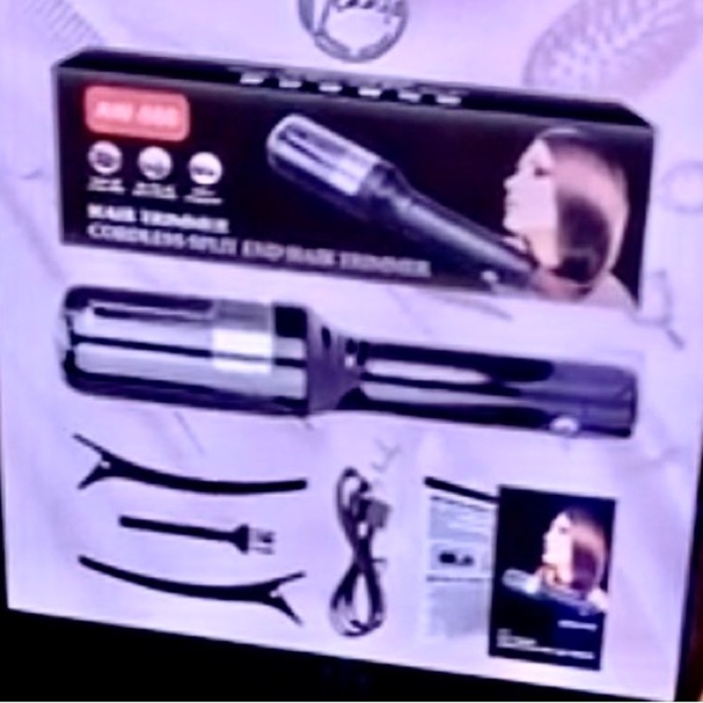 Cordless Split End Hair Trimmer. Prof Auto Hair Cutter for Dry & Damaged Hair
